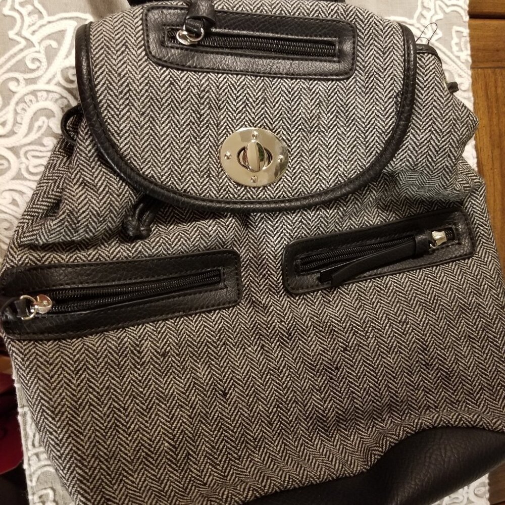 Herringbone backpack purse